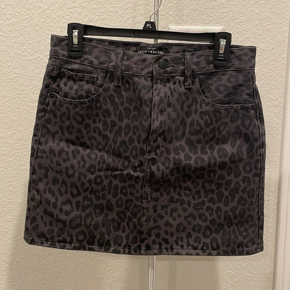 Lucky Brand Cheetah denim mini skirt